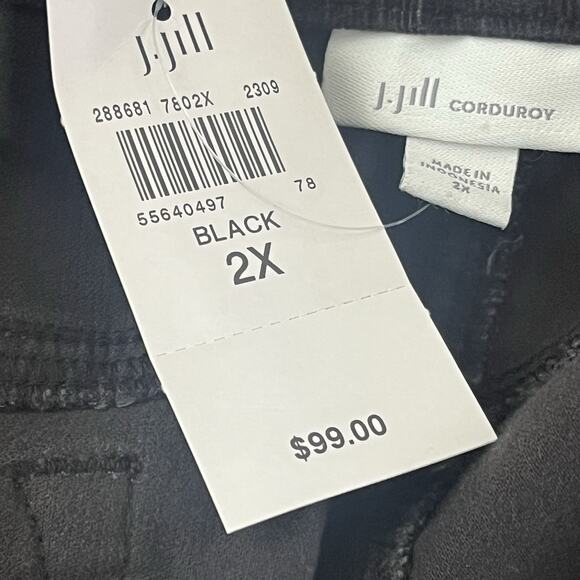 NWT J Jill Corduroy Pant 2X Black Elastic Waist Pull On Pockets Stretch Work - Picture 10 of 12